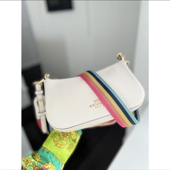 Coach Jes Baguette Leather Crossbody Gold/Chalk NWT $328 C7265 - Picture 3 of 11